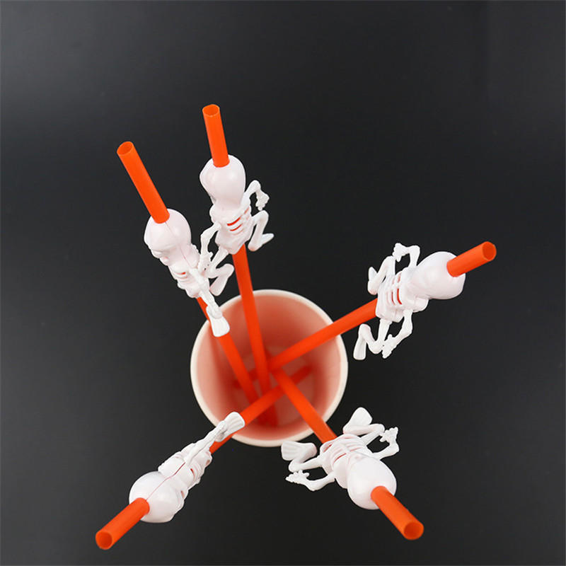 Halloween Cartoon Skull / Pumpkin Straws Halloween Holiday Bar Party Decor Home Party Decor 5pcs