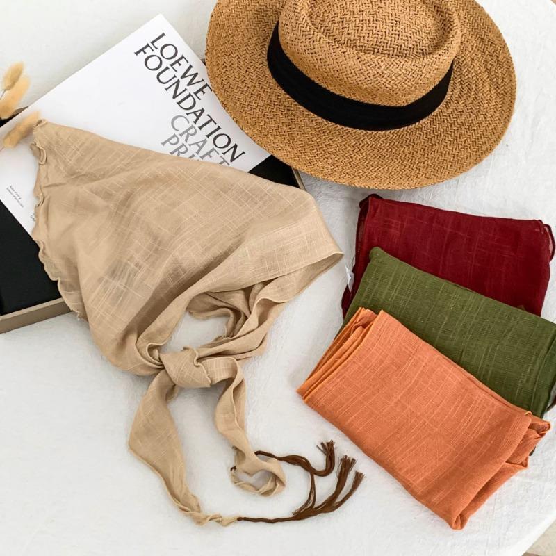 Silk scarf new literary and fashionable scarf retro cotton and linen scarf shawl high atmosphere triangle scarf waist