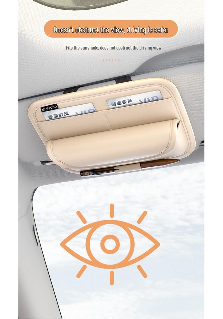 Multi-Functional Car Sun Visor Organizer: Glasses Case, Card Holder, Ticket Clip