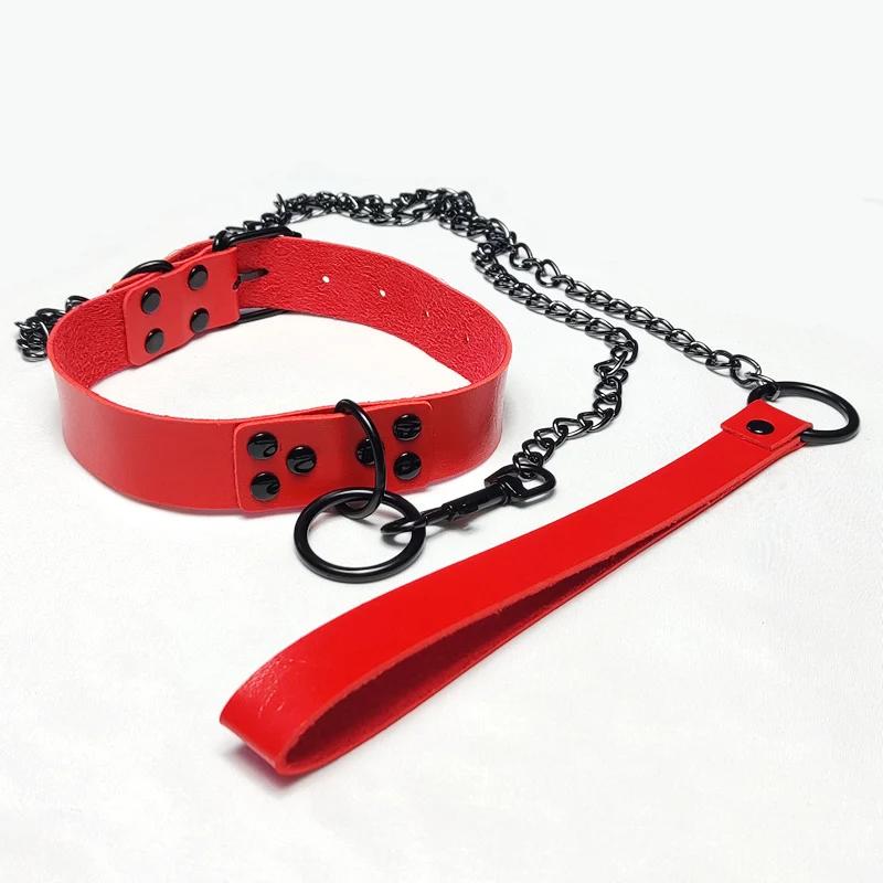Gothic style leather sex collar SM binding props couple training instruments adult sex products