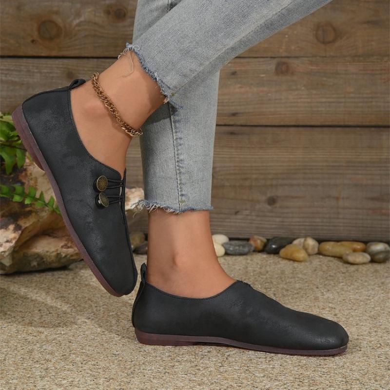 2024 Summer Women's Soft Leather Slip-On Flats - Round Toe, Low-Cut, Plus Size Available