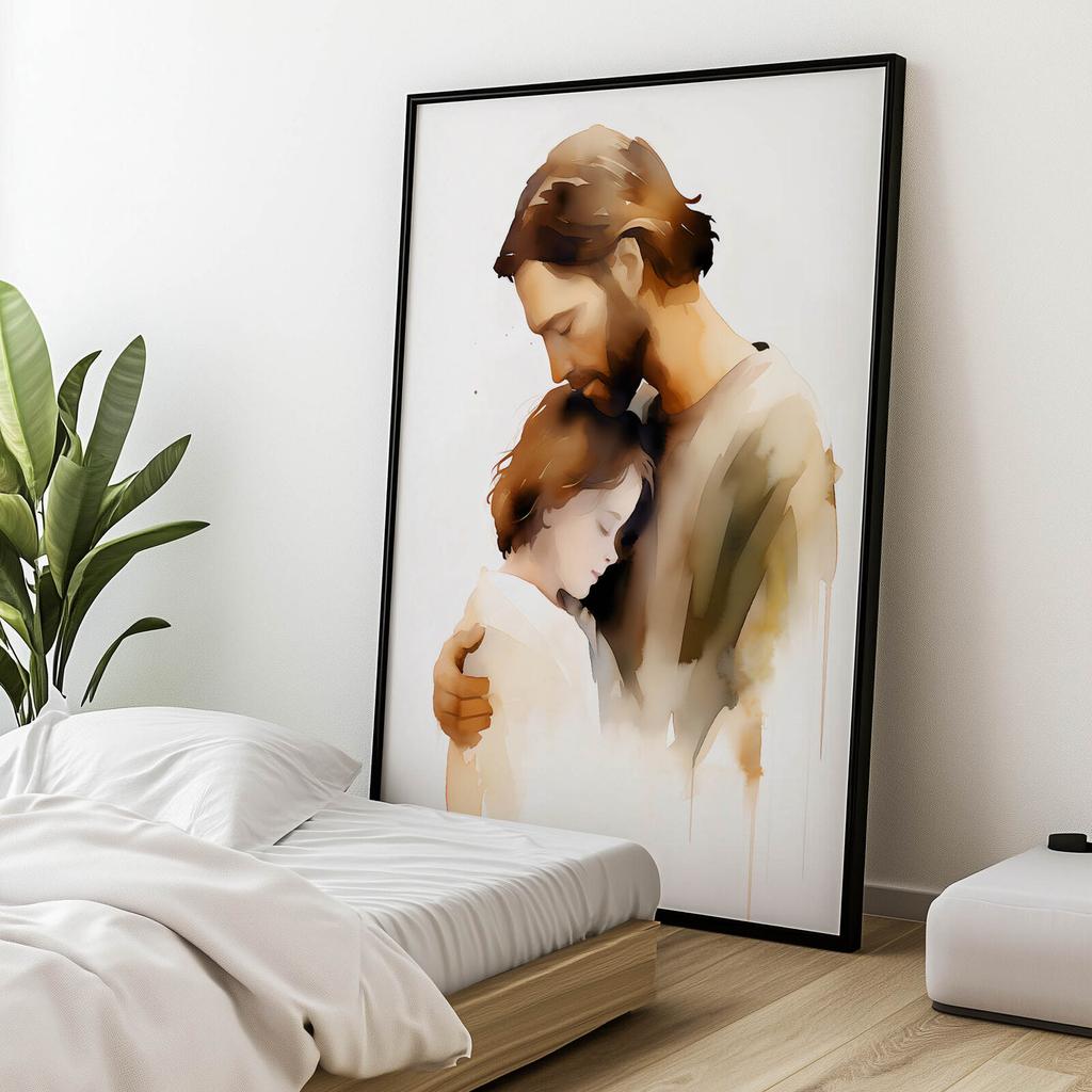 Miłość Boska - Jezus Przytulający Chłopca Miłość Boska - Jezus Przytulający Chłopca, 50X70 Cm, Bez Ramy, Papier Matowy 230 Gsm