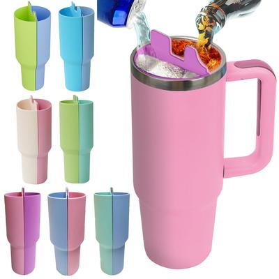 Séparateur de boissons 2 en 1 Doublure de tasse à eau en silicone Double compartiment à boire pour tasse Stanley 40 oz Thermos Cup Accès à la bouteille d'eau