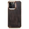 DENIOR For iPhone 16 Pro Case Waxy Texture Genuine Cow Leather Electroplating Back Cover