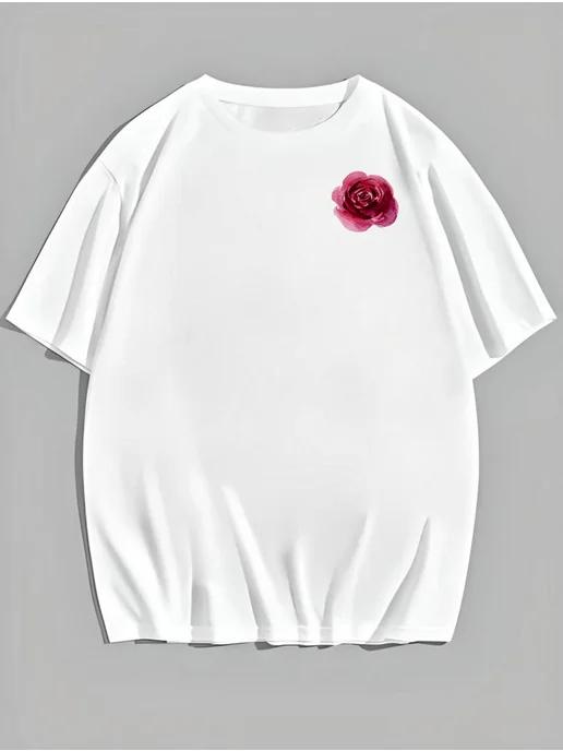 Oversized T-shirt with watercolor print M