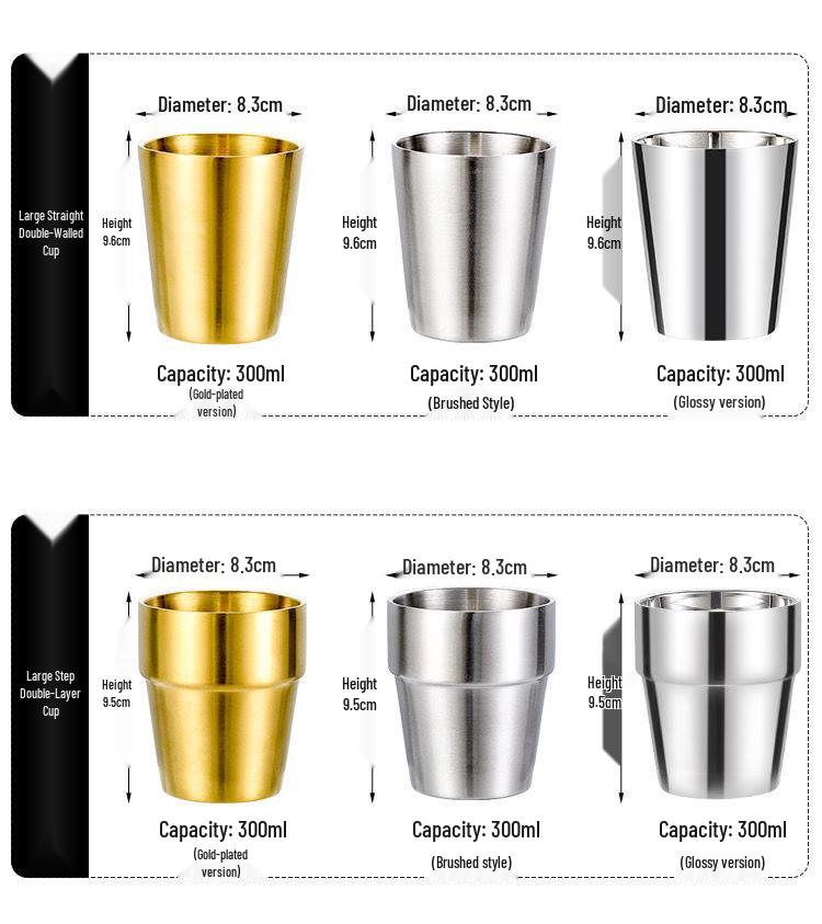 Korean Style Double Layer Insulated 304 Stainless Steel Cup for Water, Tea, Coffee, Beer, and Cold Drinks