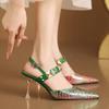 34-43 Large Elegant Baotou Sandals for Women 41 New Rear Empty High Heels 42 Small Shallow Mouth One Button Single Shoes