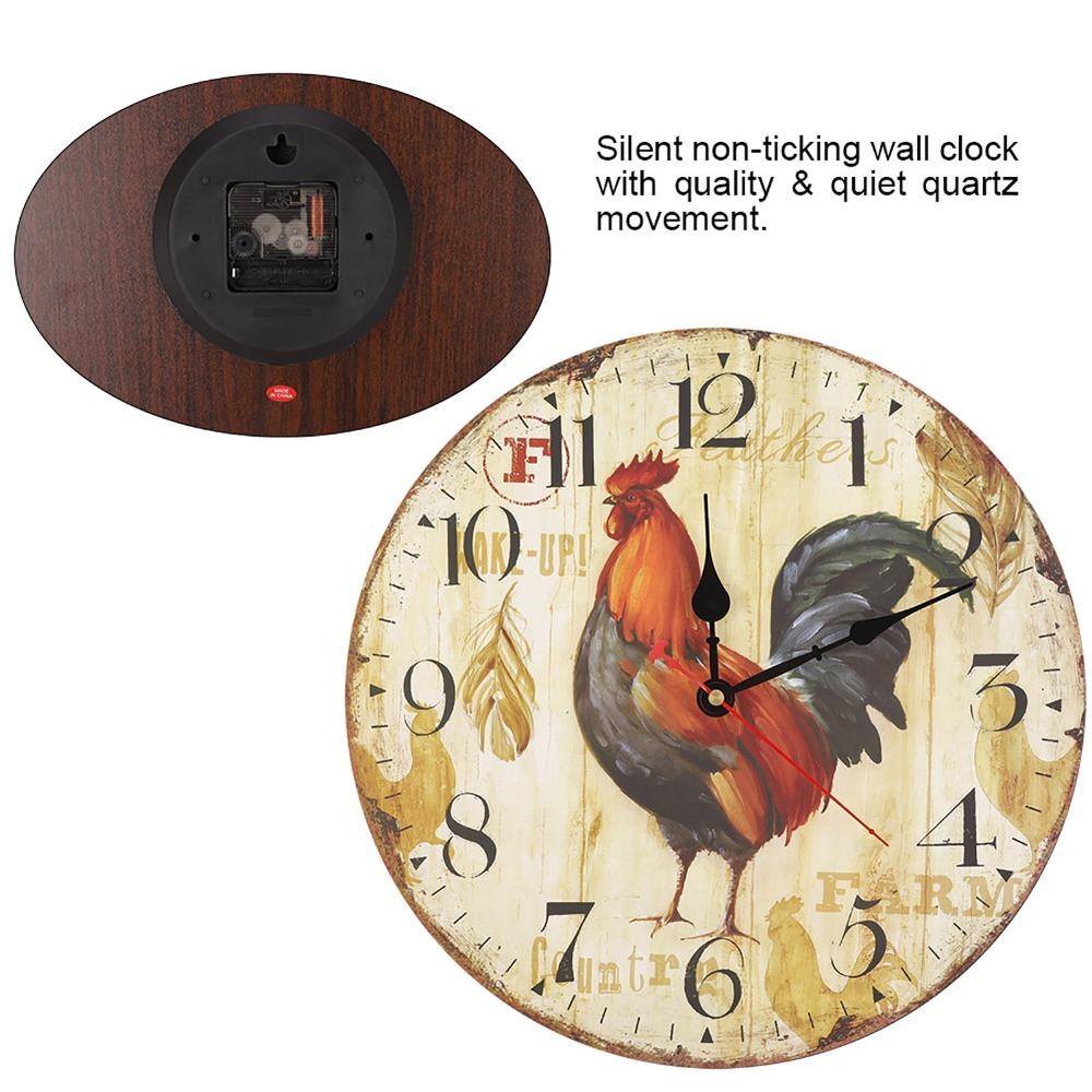 12 Inch Quartz Wall Clock Battery Operated Retro Wall Clock Colorful Wooden Wall Clock For Home