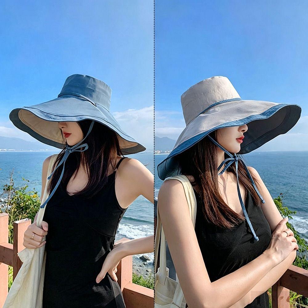 Foldable Fisherman Hat Double-Sided Sun Hat Casual Women's Beach Hat  Travel