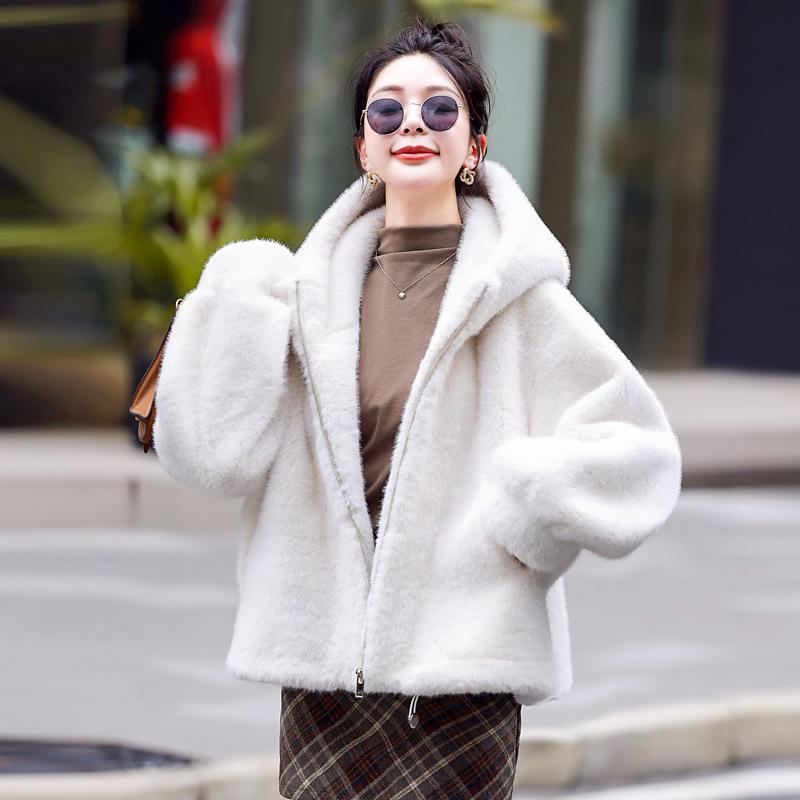 Stylish Hooded Faux Mink Coat - Women's Autumn/Winter Fashion