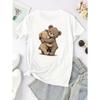 European Size Cartoon Bear Print T-Shirt - Soft, Breathable, Casual Summer Sportswear,Suitable for Outdoor Activities and Casual Wear, Casual Style