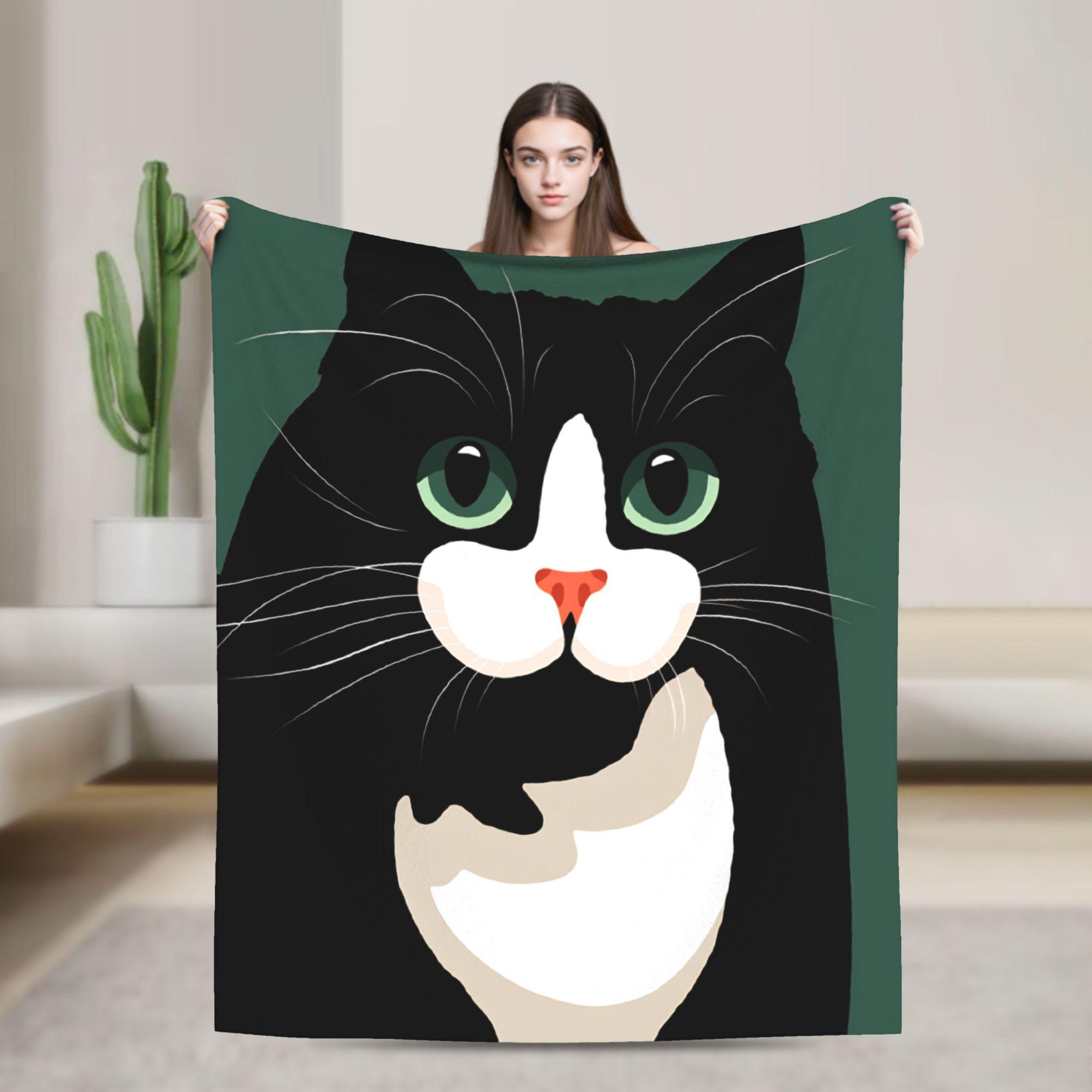 

Whimsical Reading Cat Blanket Quality Warm Soft Throw Blanket Winter Child Couch Chair Novelty Bedspread 75x90cm