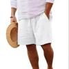 Men's 2025 Summer Cotton Linen Shorts: Elastic Waist, Straight Leg, Solid Color, Breathable, Casual Beach Mid-Shorts
