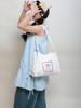 2026 Artistic Korean-Style White Lace Canvas Tote - Large Capacity Shoulder Bag for Summer Travel