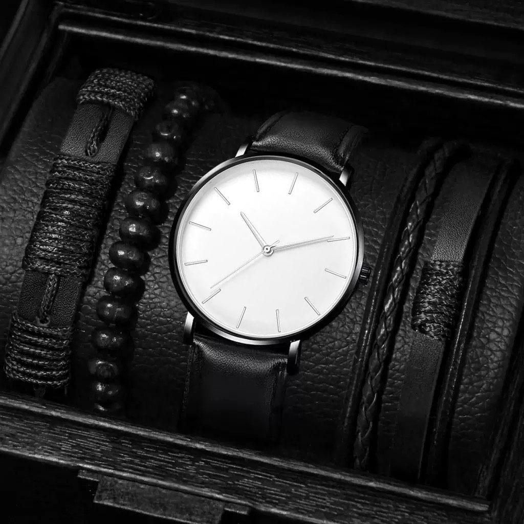 Watch Men'S Fashion Quartz Watch Ultra-Thin Watch Watch Belt Bracelet Set Men'S Watch