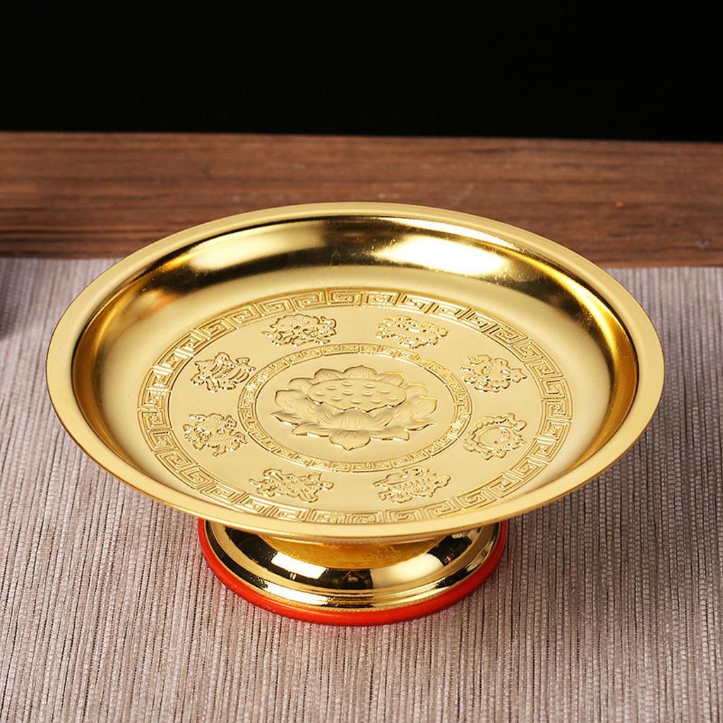 Fruit Bowl Offering Plate Alloy Decoration Dessert Dish Worship Blessing Tray Decor Centerpiece Holder Bowl for Buddha Rituals