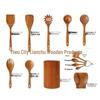Teak Non-Stick Long-Handle Solid Wood Pan and Acacia Wood Kitchenware Set