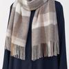 MUJI Fluffy Wool Large Stole (Check) Unisex Adult DDD40A5A Mocha Brown Check 60 X 200cm