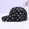 Unisex fringed checkered denim baseball cap with fashionable street shading and casual duckbill cap