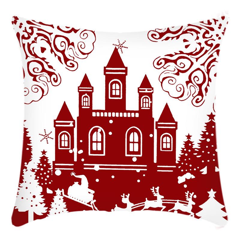 New Christmas Snowman Castle Santa Line Print Pillow Home Sofa Cushion Cover