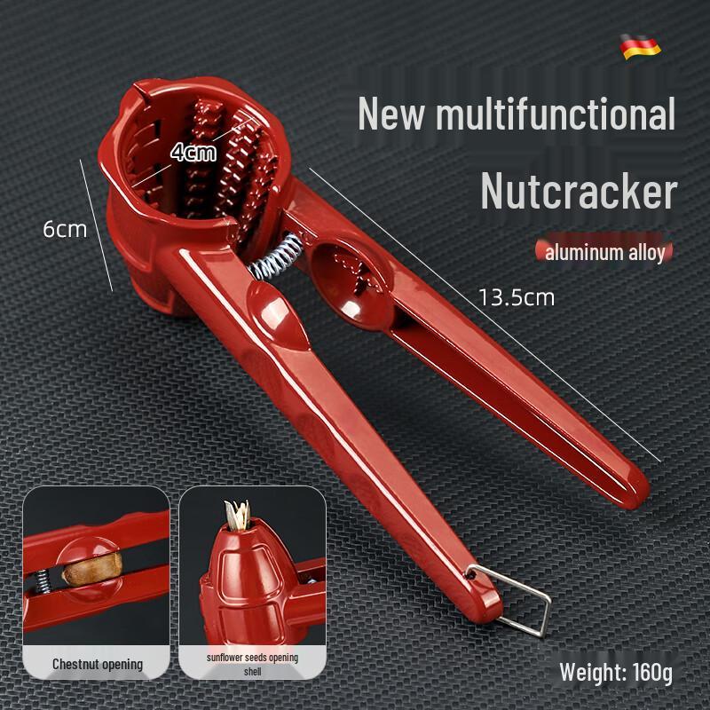 

Versatile Red Stainless Steel Nut Cracker