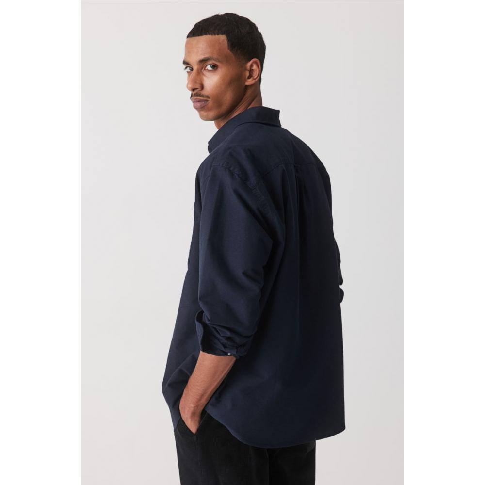 H M Regular Fit Oxford sHirt Navy Blue