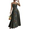 Women's Sleeveless Spaghetti Strap Floral Print Maxi Dress Fitted Waist Casual Summer Long Dress for Daily Wear