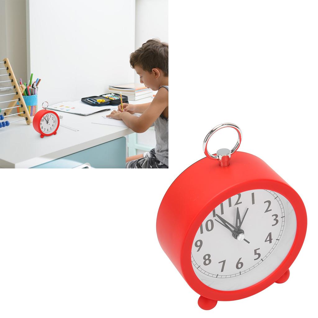 Circular Alarm Clock Battery Powered Electronic Alarm Clock Simple Plastic Button Alarm Clock for Bedroom Bedside Desk