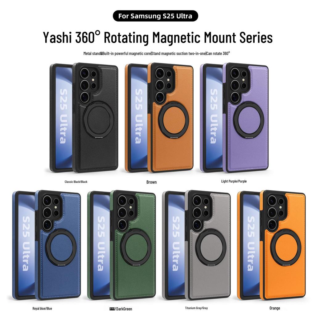 Samsung S25 Ultra Drehständer Leder Magnetische Hülle