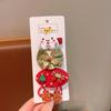 Festive Red Cartoon Hair Clips & Ties Set for Women & Kids - Autumn/Winter Accessories