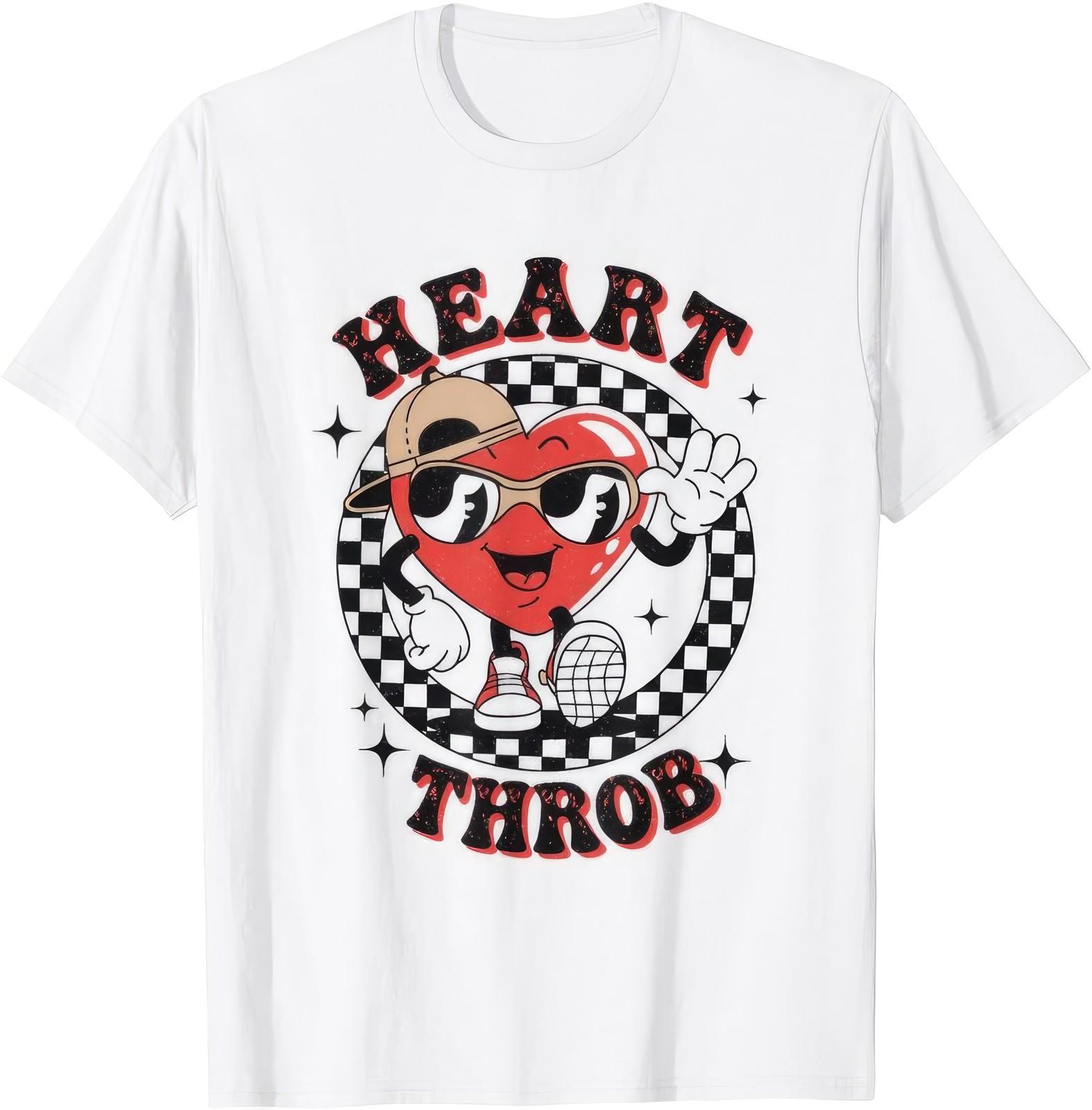 Retro Heart Throb Checkered Valentines Day Kid Boys Cute T Shirt XXXXL