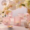 6/12Pcs Votive Glass Candle Holders Round Tea Light Candlestick Flameless LED Tea Light Holder for Wedding Home Table Decor
