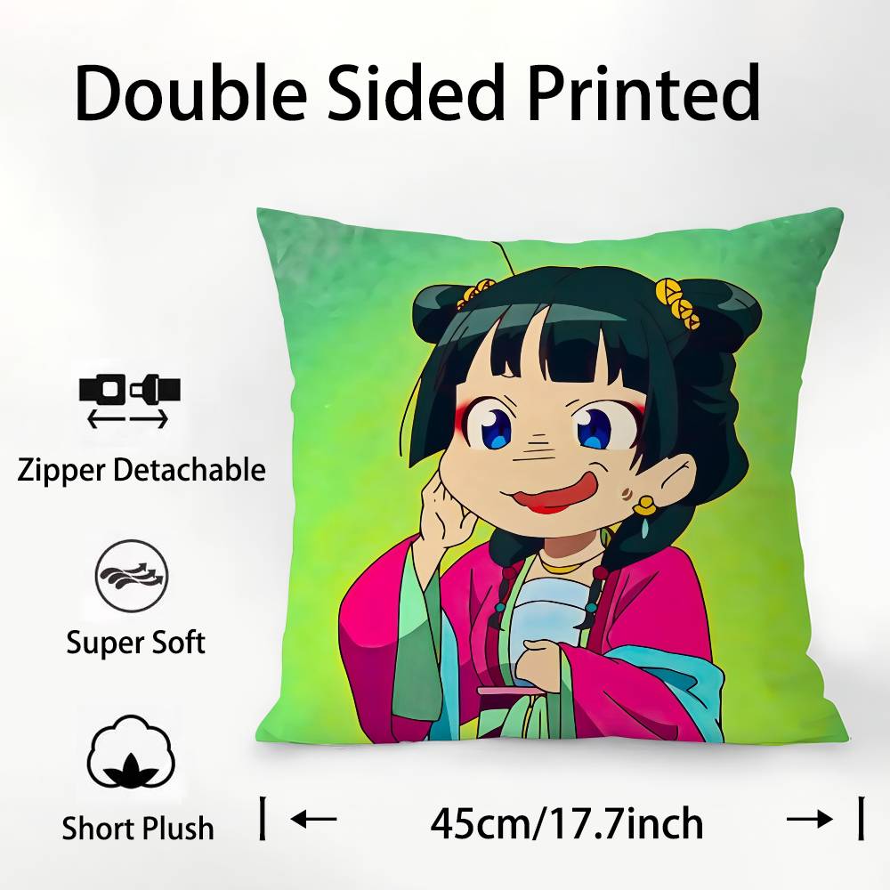 Anime Die Tagebücher der Apothekerin Niedlicher Maomao Kissenbezug Quadratisch Beidseitig bedruckt Kissenhülle Für Sofa Zuhause Schlafzimmer Dekor Geschenk
