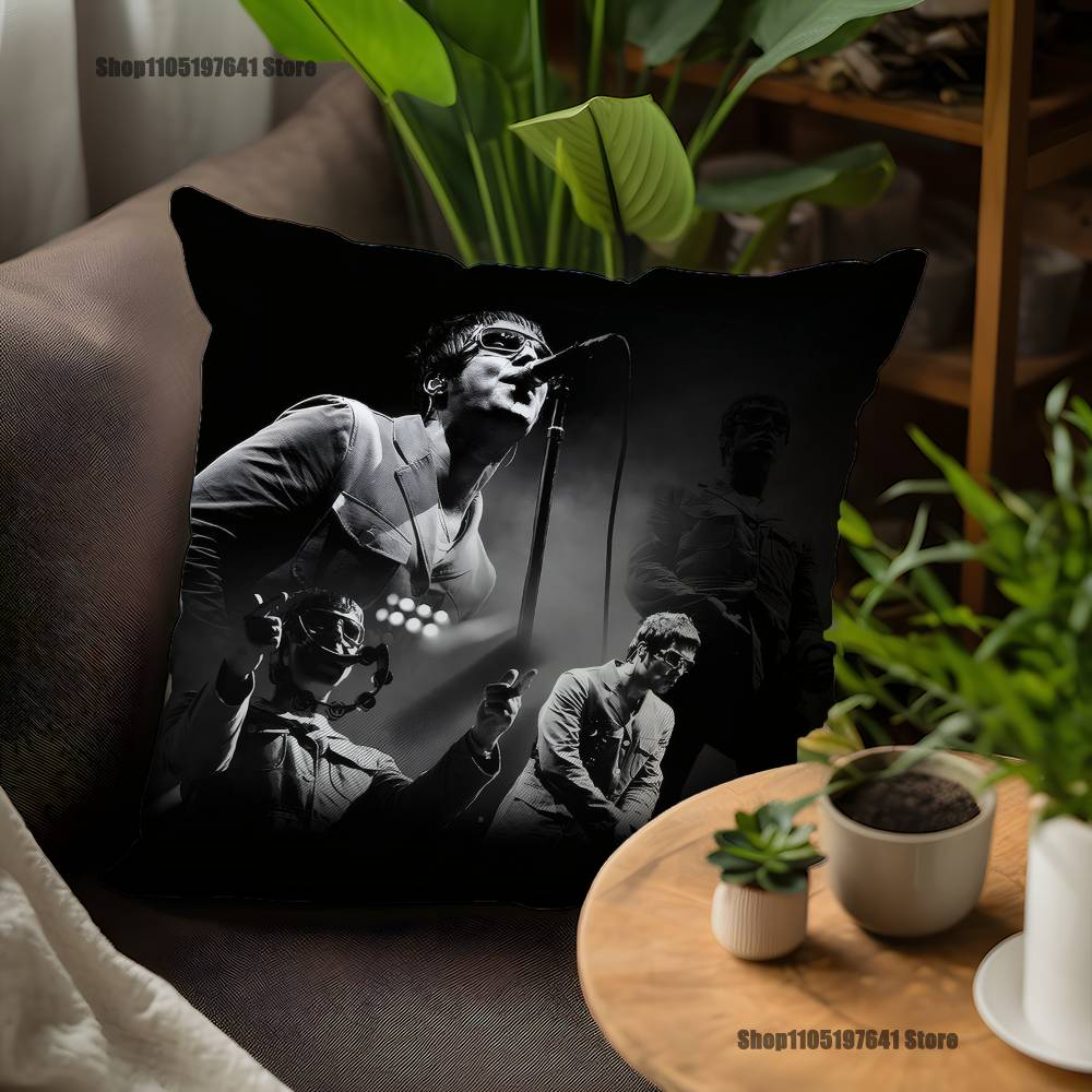 O-Oasis Band Pillow Case For Sofa Decor Car Office Room Printing Cushion Cover Decorations and Protector