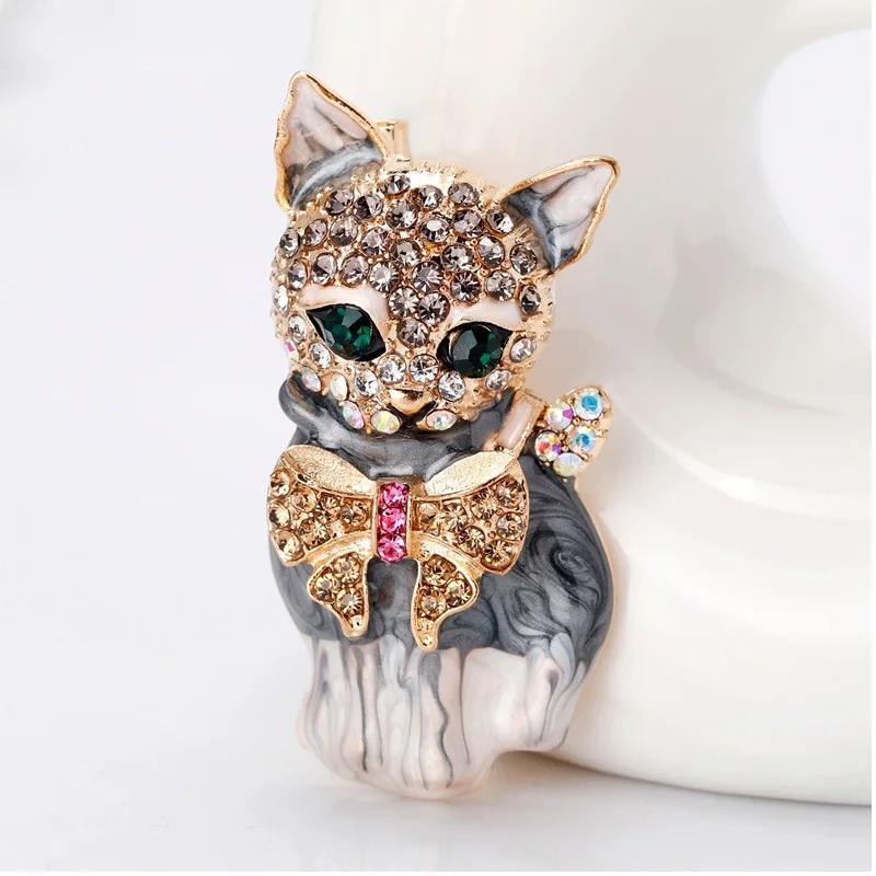 Exquisite Colorful Cat Metal Brooch Women's Men's Clothing Accessories Animal Brooches Children's Holiday Gift