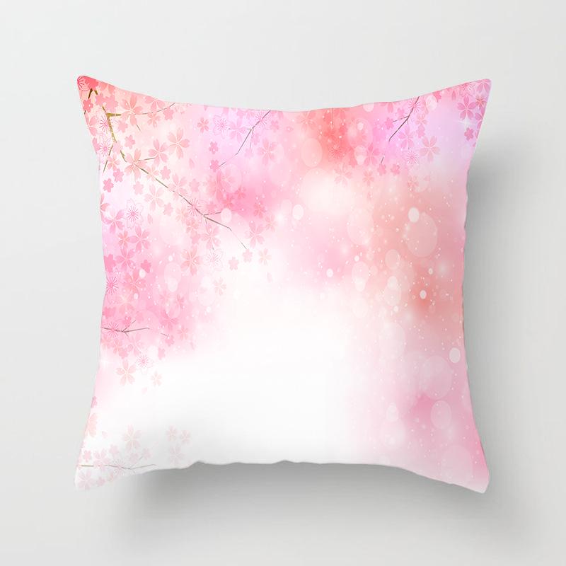 Peach Leather Velvet Fresh Pink Flower Pillowcase Home Sofa Pillow Cushion Cover Core-free
