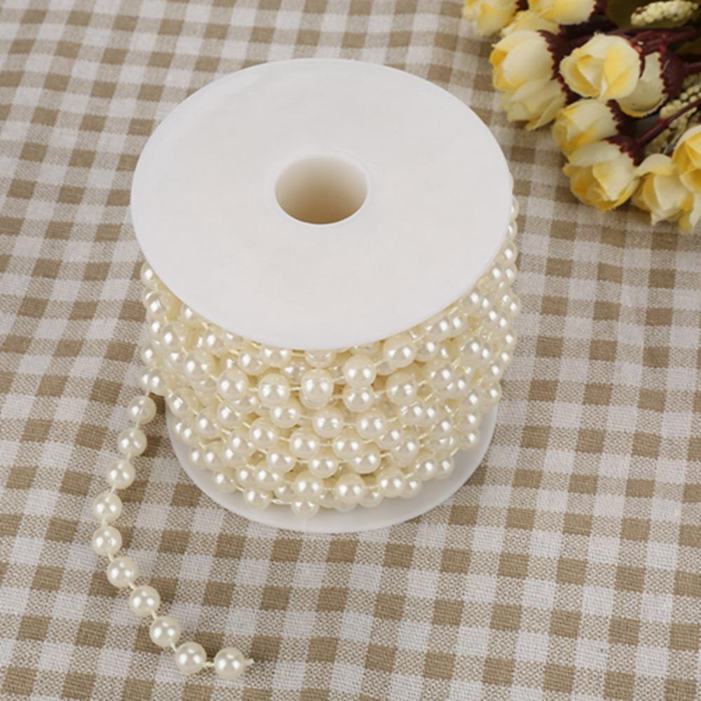DIY Handmade Accessories 8mm Size Pearl Beads Garland Beige Color Faux Pearl Pearl Bead Roll White 10M Pearl String DIY Craft