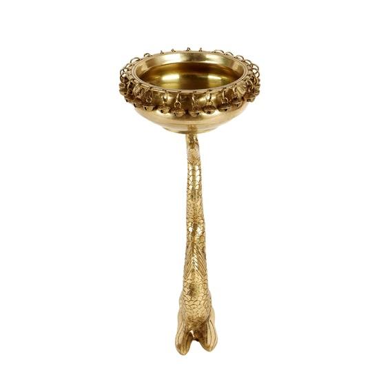 34 Cm Fish Design Decorative Brass Urli Showpiece, Urli Bowl for Home Decor, Brass Urli Decor, Brass Flower Bowl, Standard, Pack of 1