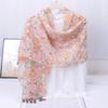 Ethnic Style Blue and White Porcelain Cotton and Linen Scarf, Women's Artistic Shawl, Travel Sunscreen Scarf, Office Shawl