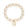 Elegant Women's Alphabet Pearl Bracelet with Enamel Initial Charm