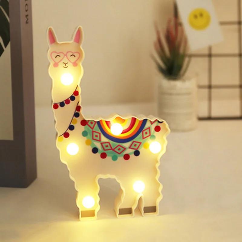 LED Decorative Hanging Night Light Lamp Animal Shape Cute Animal Modeling 12x19x2.8cm Lamp Alpaca Night Light Birthdays Gifts