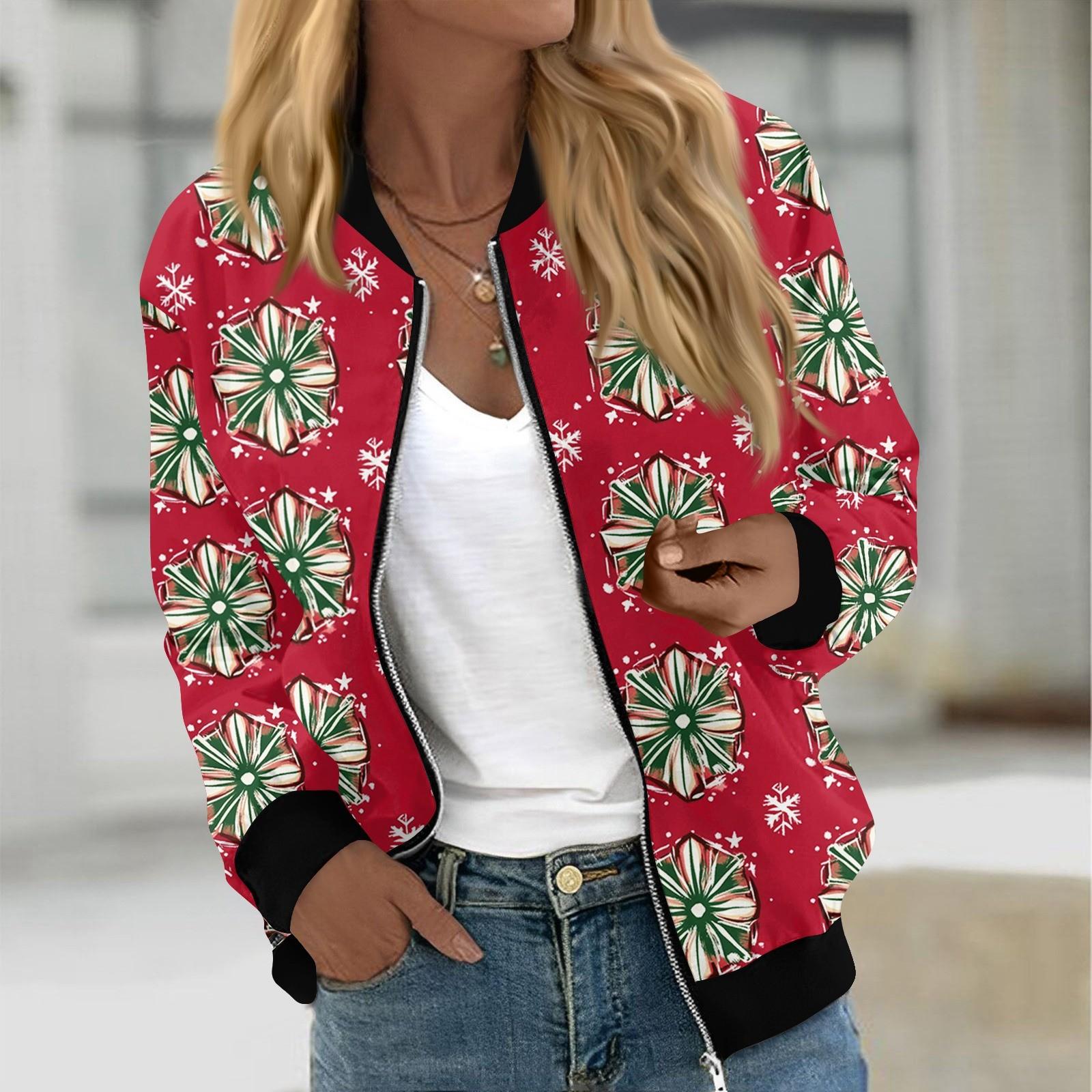 

Куртки женские с длинным рукавом, легкие, на молнии, с принтом, верхняя одежда, повседневные, стеганые куртки с карманами XXL красный