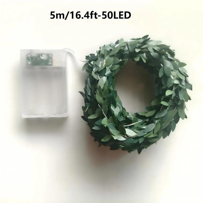 Christmas Decoration Artificial Garland LED String Lights Simulated Green Leaf Tree Vines Suitable for Holiday DIY Handmade Decoration Battery Powered