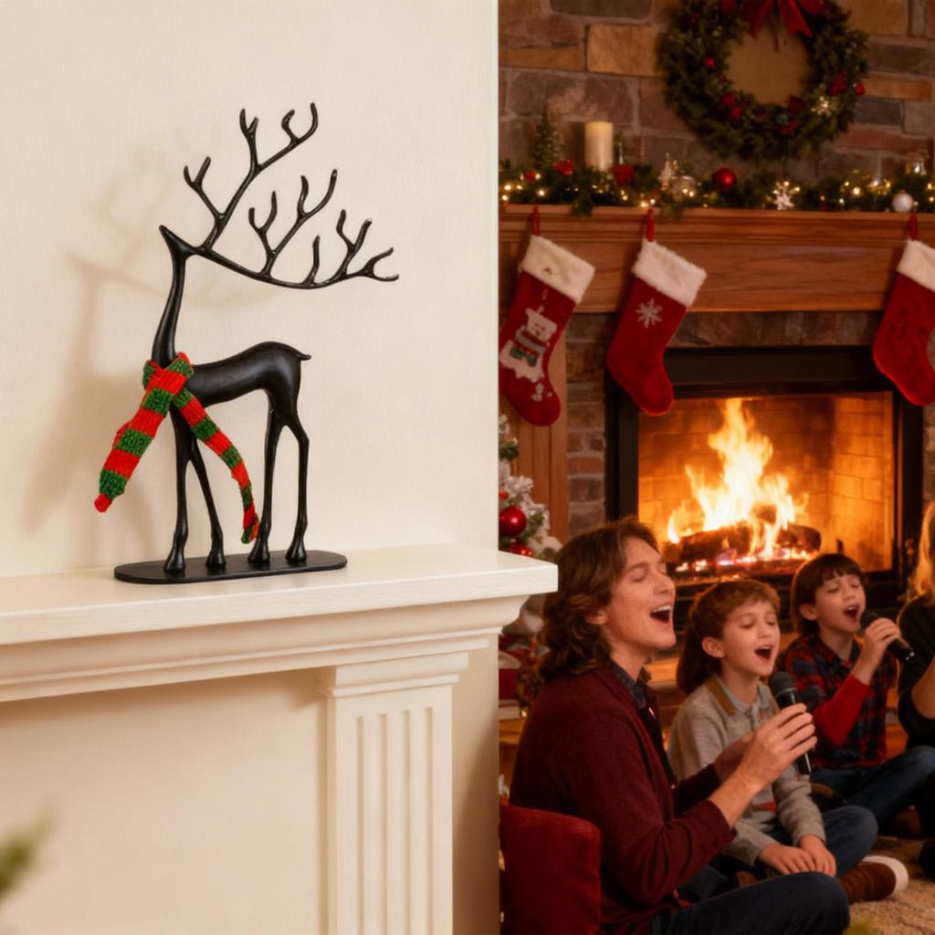 NEW Christmas Deer Modern Holiday Realistic Statue Christmas Reindeer Figurines Home Decor For Indoor Bedroom Living Room Table