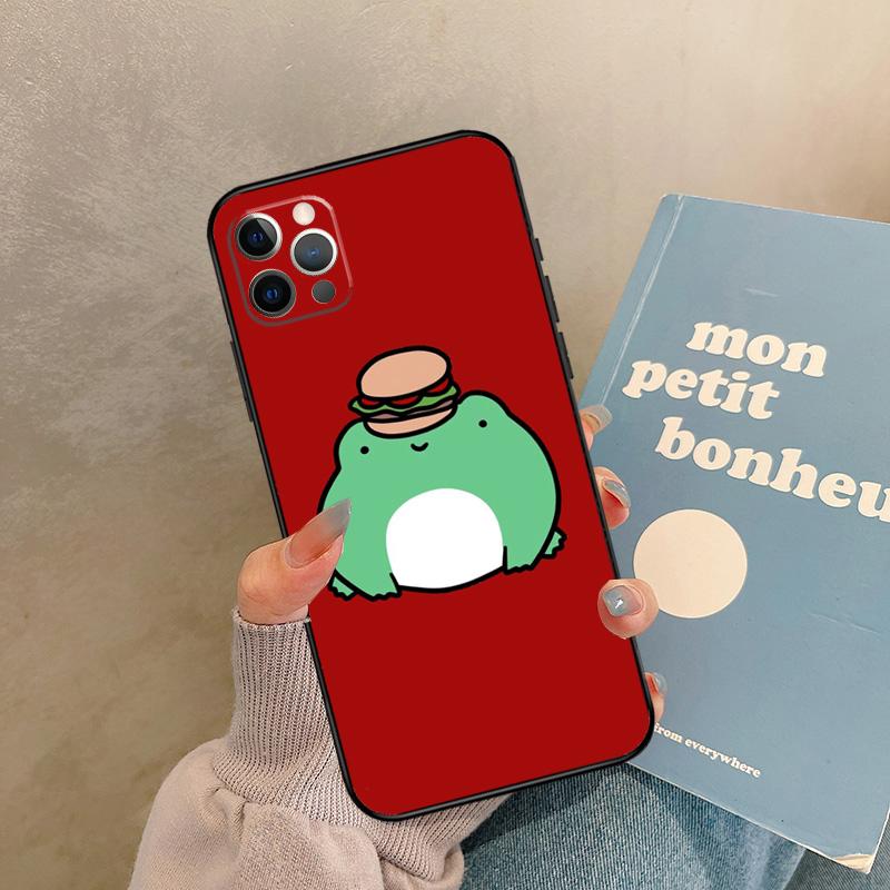 Cute Funny Frog Case For iPhone 17 Air 16 15 14 13 11 12 Pro Max 13 mini XR 15 16 Plus 16e Back Cover Shell