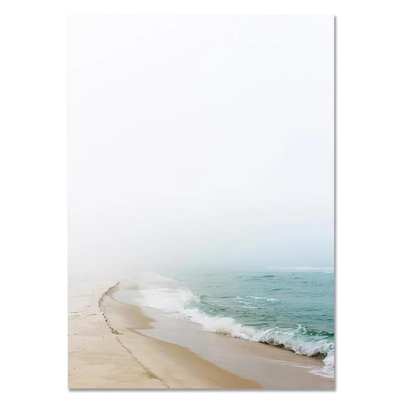 Romantic Blue Beach Posters Coast  Magnolia Flower Print Wall PictureCanvas Painting Nature Theme Blue White Bedroom Decor