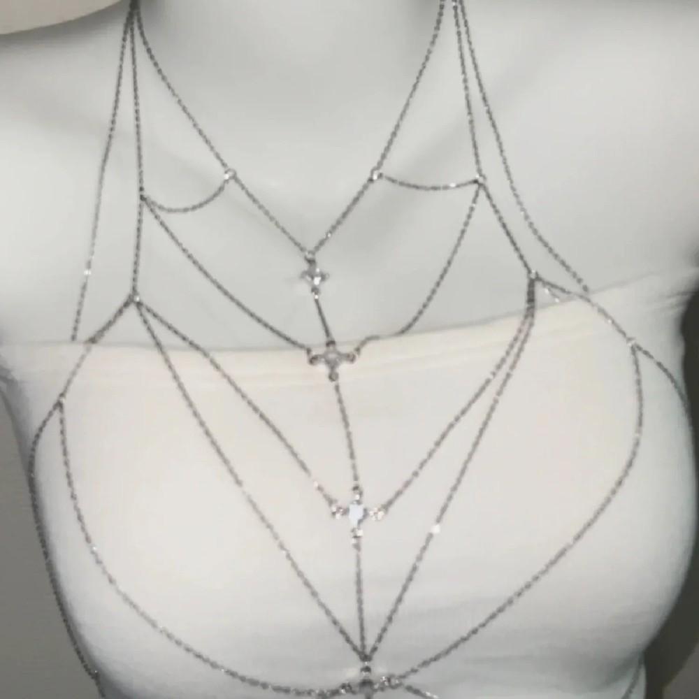 Glitter Rhinestone Bust Chain Multilayer Bikini Chest Chain Body Jewelry Body Chain Jewelry  Women
