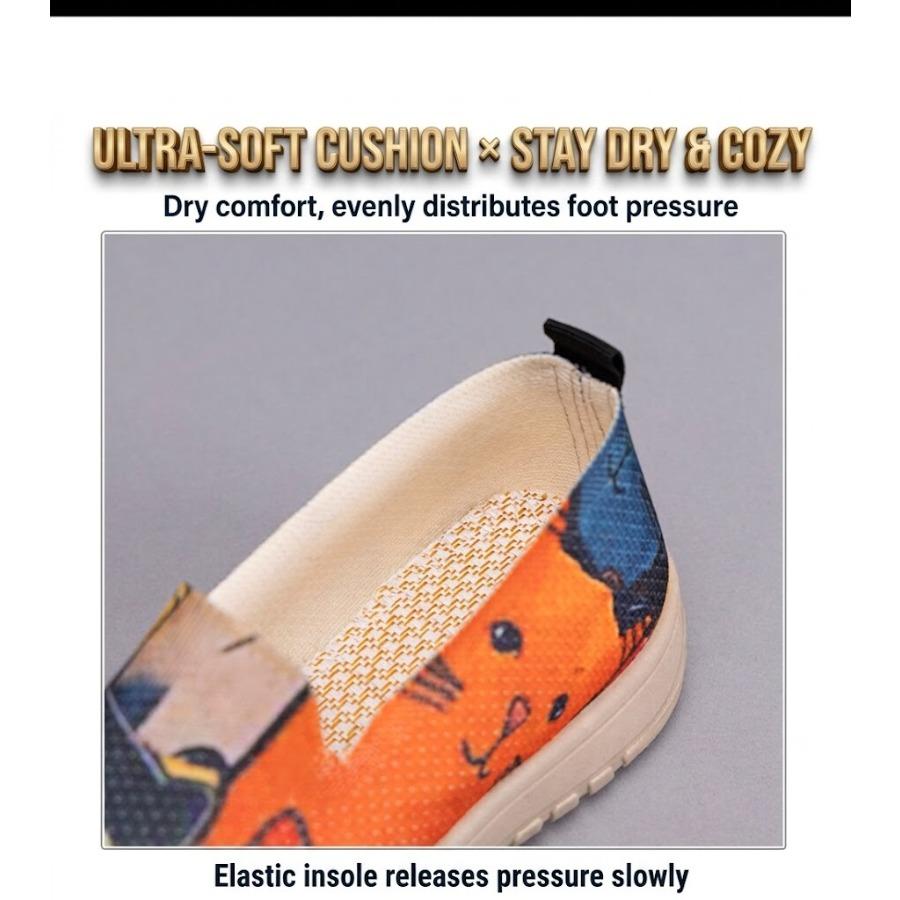 Women’s Spring Slip-On Canvas Shoes Lightweight Soft Sole Casual Flats Color Block Patchwork Loafers Comfortable Walking Shoes