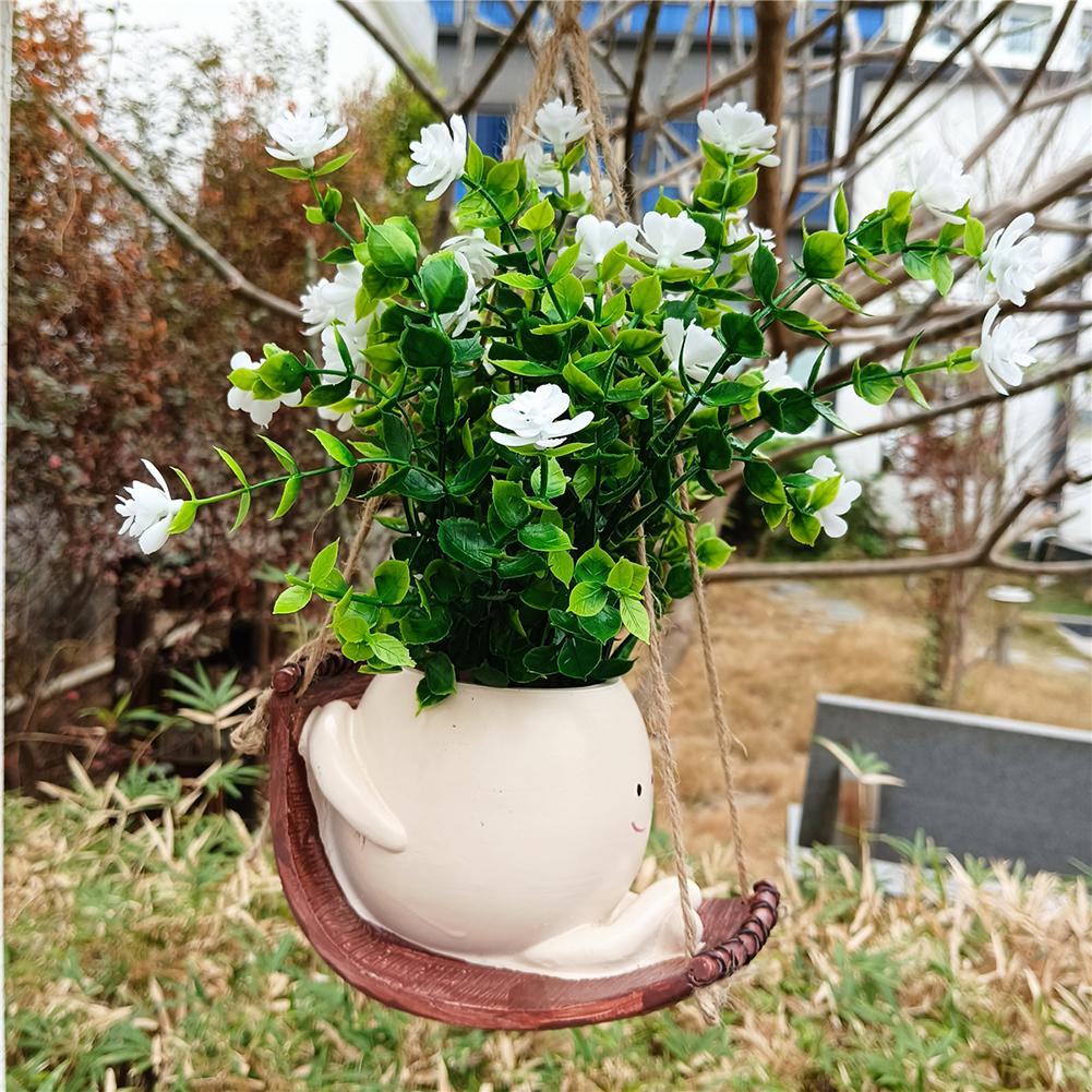 Hanging Hammock Planter Resin Cute Plant Succulent Pots Creative Hanging Swing Chair Planter for Indoor Outdoor Plant