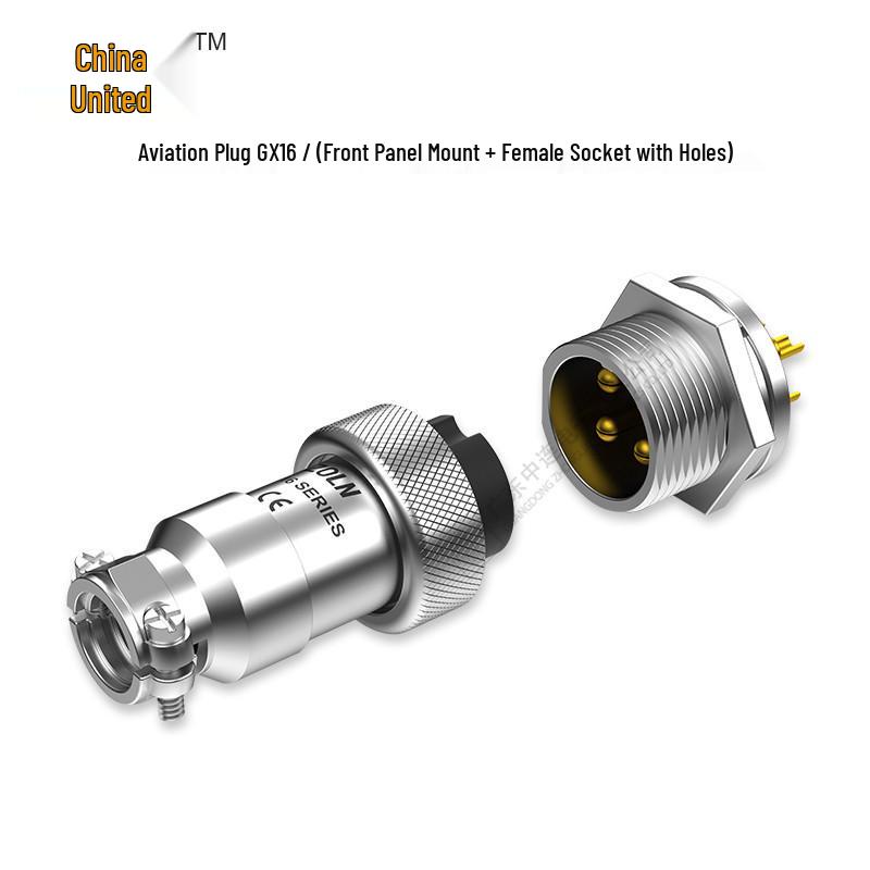 Zhonglian Aviation Plug GX16 Zinc Alloy Socket Connector: 2, 3, 4, 5, 8-core M12 Options Available